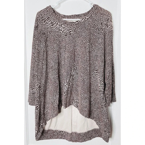 Melissa McCarthy Seven7 Tunic Top Sz 1x Blouse Burgundy Pebbled Faux Zip Womens - Picture 1 of 5